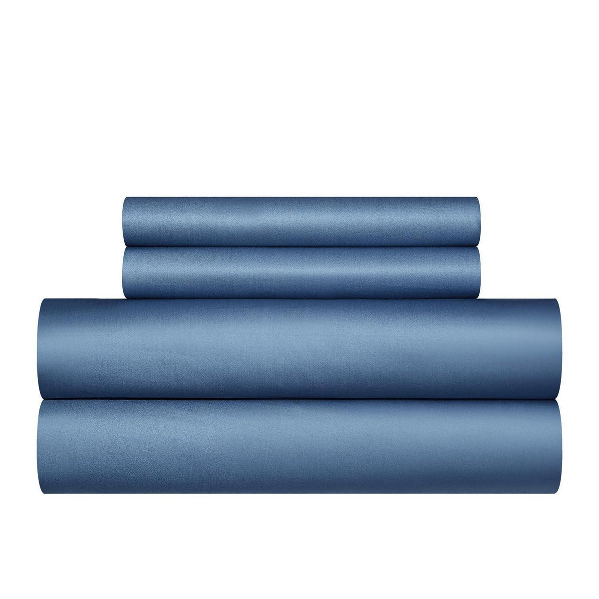 Mako Satin Bettwäsche Set 135x200 Blau Marine 4tlg.