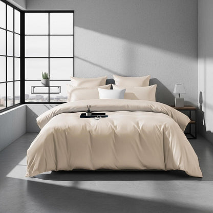 Bettwäsche-Set 135x200 Khaki Mako Satin 4-teilig Taupe Braun