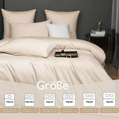 Bettwäsche-Set 135x200 Khaki Mako Satin 4-teilig Taupe Braun