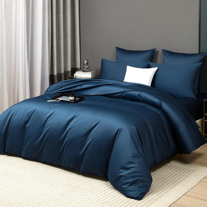 Mako Satin Bettwäsche Set 135x200 Petrol Blau 4tlg.