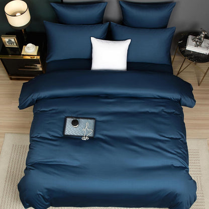 Mako Satin Bettwäsche Set 220x240 Petrol Blau 3-teilig