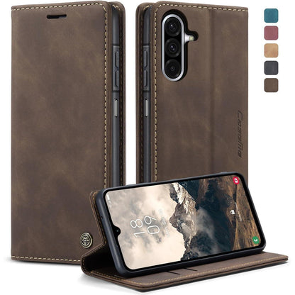 Handyhülle Klappbar für Samsung Galaxy A17 4G/5G Kaffee in Lederoptik