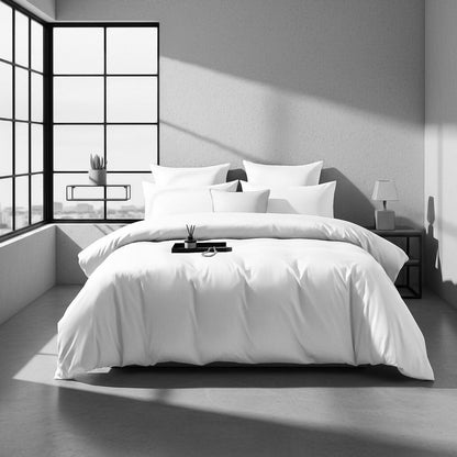 Mako Satin Bettwäsche Set 200x220 Weiß 3-teilig Baumwolle