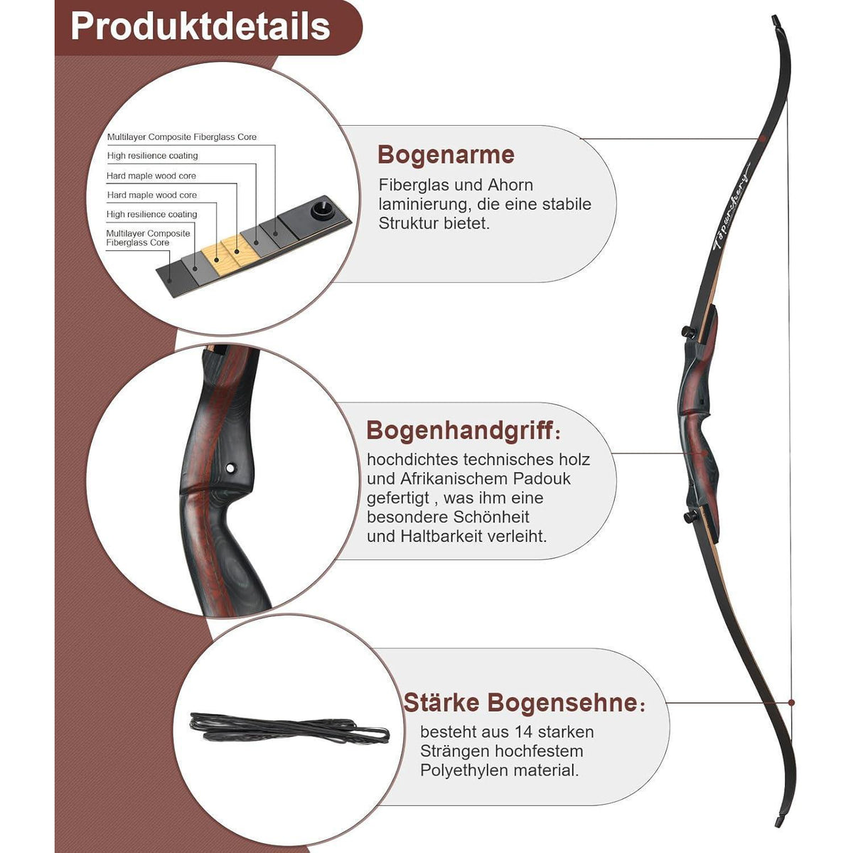 62" Recurvebogen 20-50lbs – Einsteigerbogen für Erwachsene