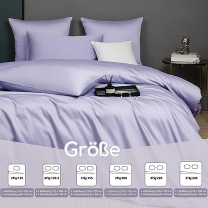 Mako Satin Bettwäsche Set Lila 200x200 cm, 3-teilig