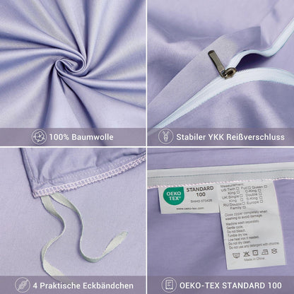Mako Satin Bettwäsche Set Lila 200x200 cm, 3-teilig