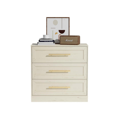 3 Schubladen Kommode – Beige Schlafzimmer Schrank mit Stauraum