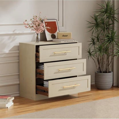 3 Schubladen Kommode – Beige Schlafzimmer Schrank mit Stauraum