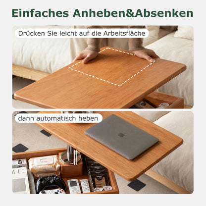 Massivholz Beistelltisch mit Rollen & Stauraum (Kirschbaum)