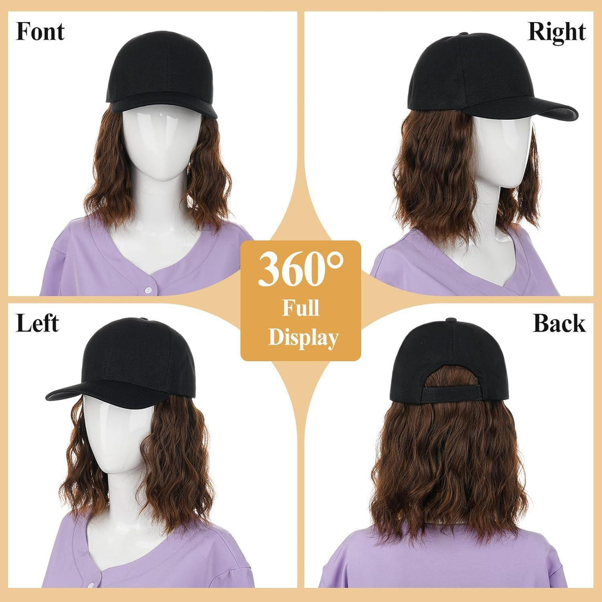 Hellbraune Lockenperücke – Kurz, gewellt, Damen Kapperücke
