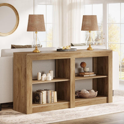 3-stufiger Konsolentisch Eiche | 150cm Beistelltisch mit Stauraum