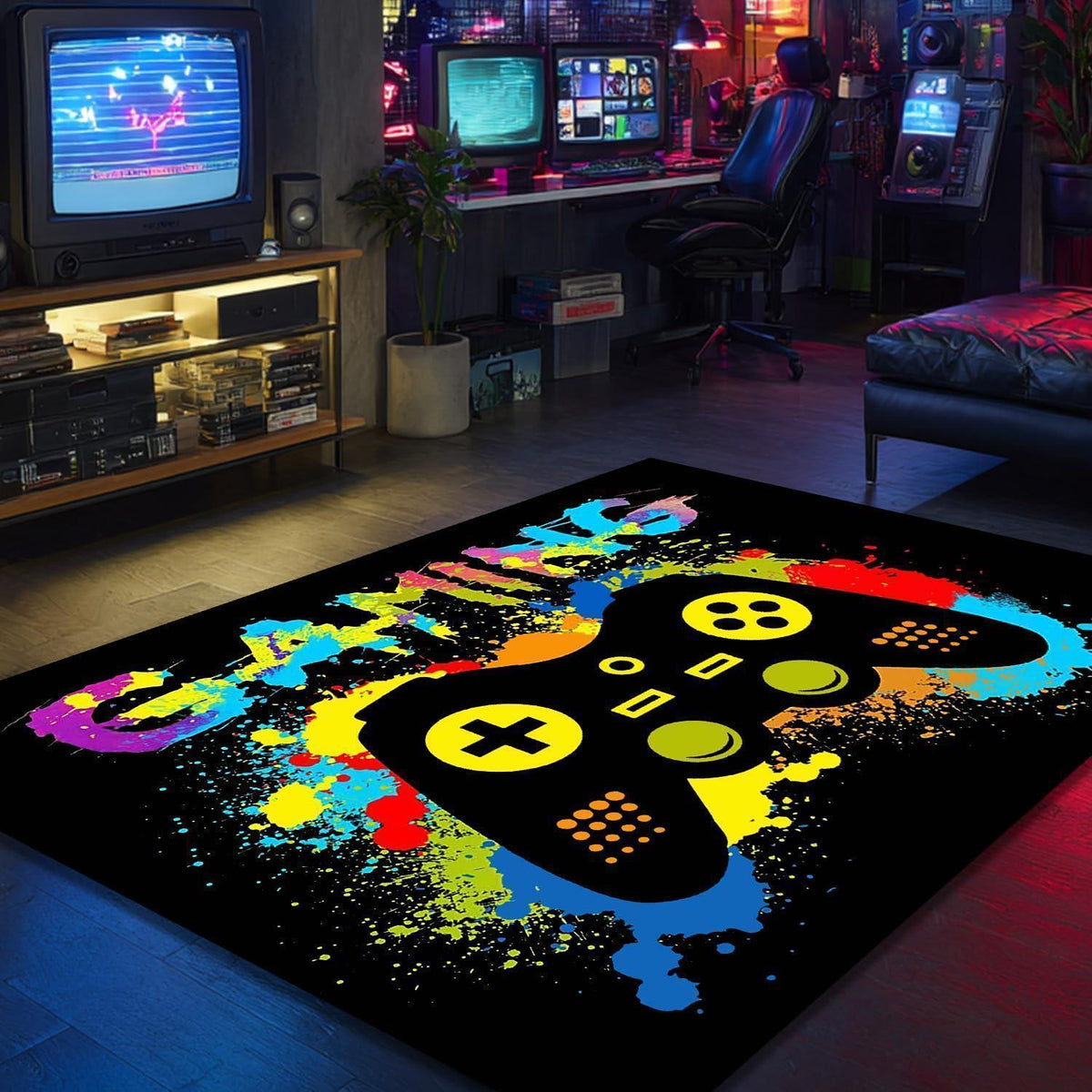 Gaming Teppich 3D Gamepad Design 120x160 cm – Rutschfest & Waschbar