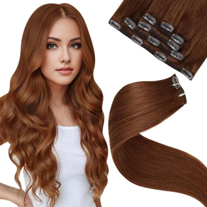Rote Echthaar Clip-in Extensions – 40cm, 80g