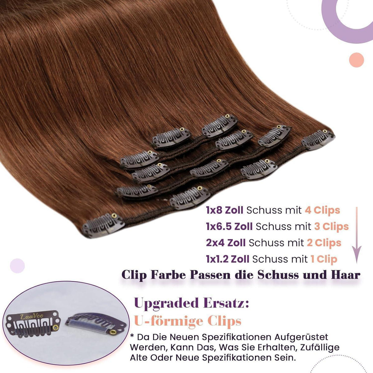 Rote Echthaar Clip-in Extensions – 40cm, 80g