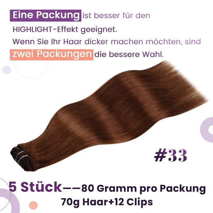 Rote Echthaar Clip-in Extensions – 40cm, 80g