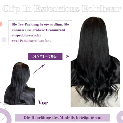 Rote Echthaar Clip-in Extensions – 40cm, 80g
