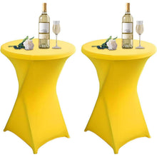 Gelbe Stehtischhusse 2er-Set, Ø 80-85 cm, Stretch & Fußtaschen