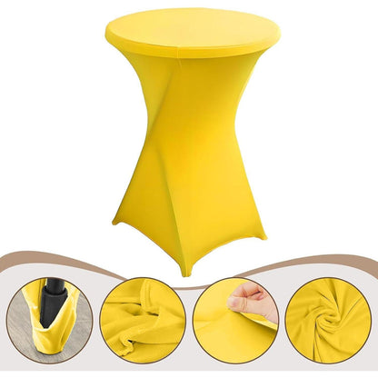 Gelbe Stehtischhusse 2er-Set, Ø 80-85 cm, Stretch & Fußtaschen