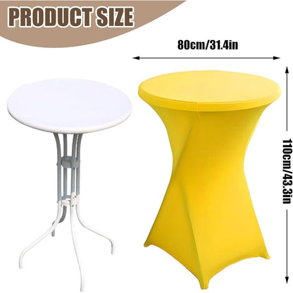 Gelbe Stehtischhusse 2er-Set, Ø 80-85 cm, Stretch & Fußtaschen