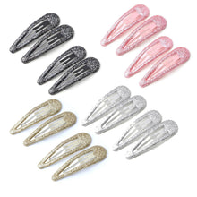 16x Glitzer Haarspangen Mädchen, Snap Clips in Bonbonfarben