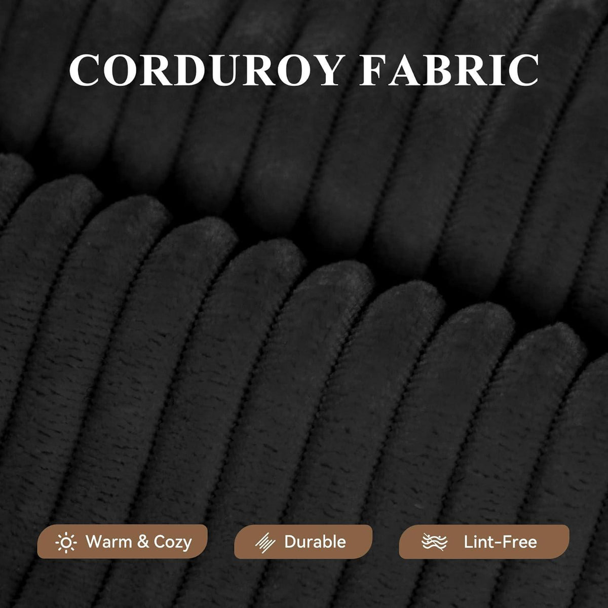 Hawthyhome Ecksofa mit Schlaffunktion, Cordstoff, Schwarz