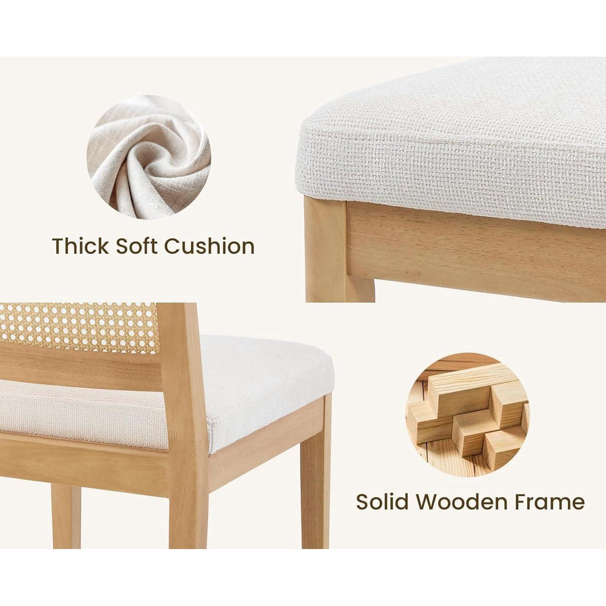 Barhocker 2er Set mit Rattan Rückenlehne, Weiß