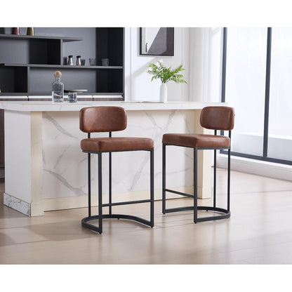 Ya-Home Barhocker 4er Set mit Fußstütze, Braun