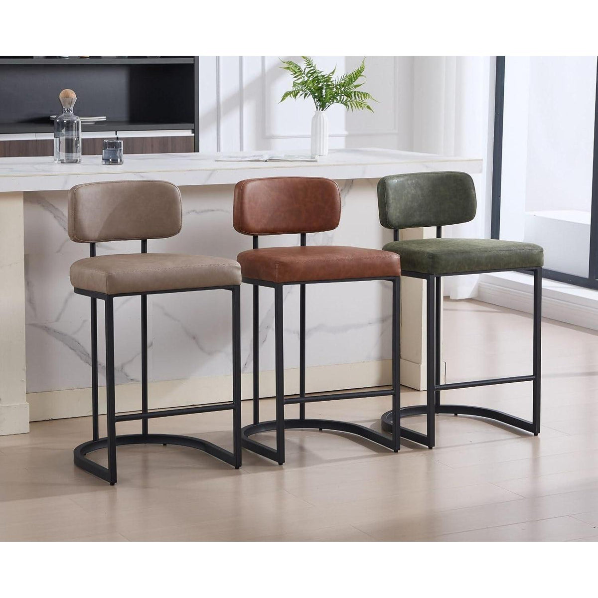 Ya-Home Barhocker 4er Set mit Fußstütze, Braun