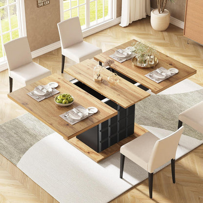 Ausziehbarer Esstisch Holz Schwarz 110-140x80 cm mit Ablage