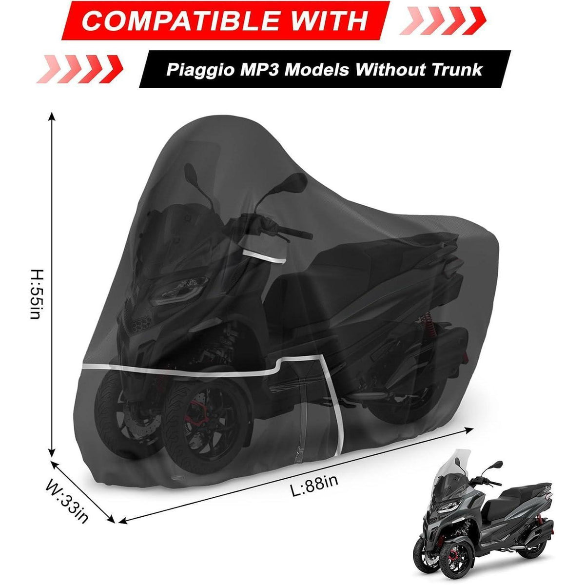 Motorradabdeckung wasserdicht Piaggio MP3 400/500 (ohne Kofferraum)