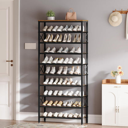 10-stufiges Schuhregal Vintagebraun & Schwarz – 30-40 Paar