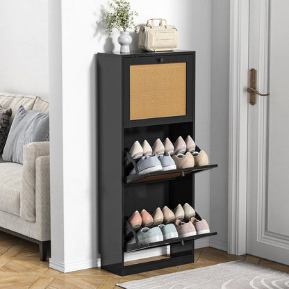 Schuhschrank mit 3 Schubladen – Platzsparender Schuhkipper Schwarz
