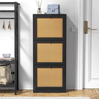 Schuhschrank mit 3 Schubladen – Platzsparender Schuhkipper Schwarz