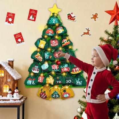 Adventskalender zum Aufhängen mit 24 Stoffbeuteln für Weihnachten