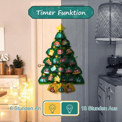 Adventskalender zum Aufhängen mit 24 Stoffbeuteln für Weihnachten