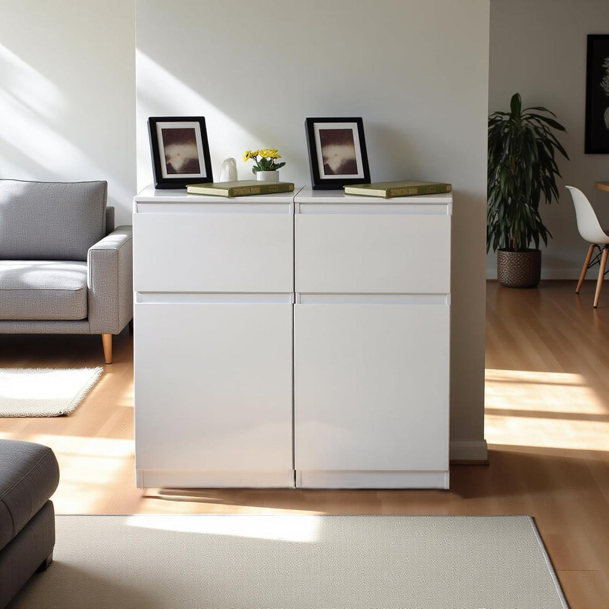 Weiße Kommode mit Schublade & Tür – Schlafzimmer & Wohnzimmer