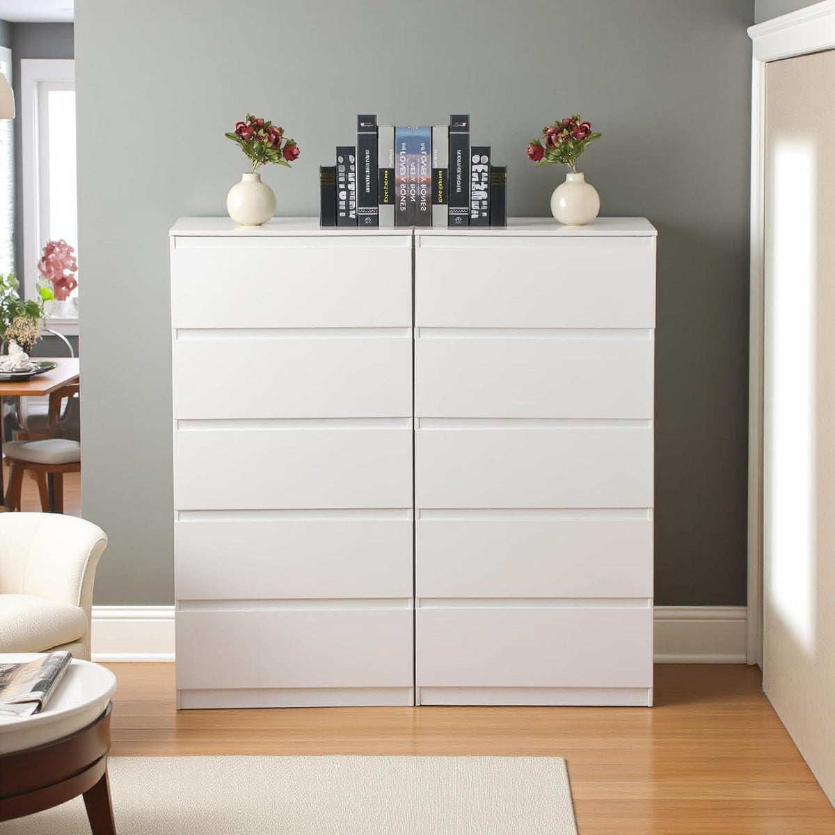 Weiße Kommode mit 5 Schubladen – Moderne Schlafzimmer Möbel