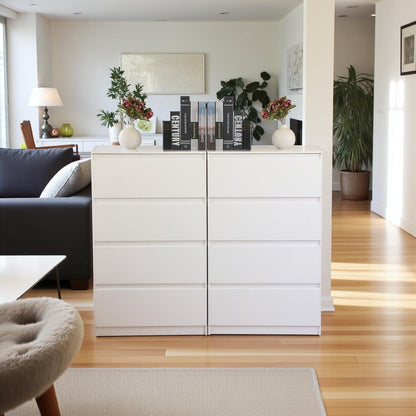 Weiße Kommode mit 4 Schubladen – Moderne Schlafzimmer Aufbewahrung