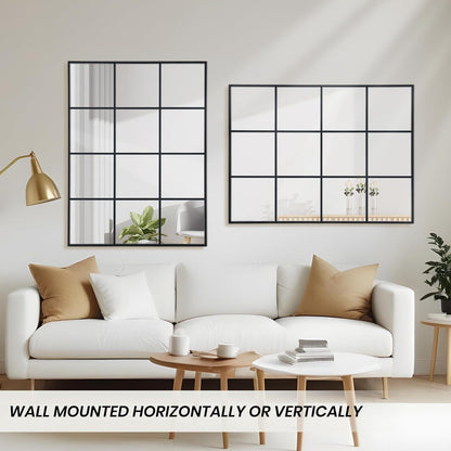 Schwarzer Wandspiegel 75x120cm mit Aluminiumrahmen – Fenster Design