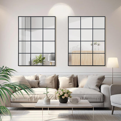 Rechteckiger Wandspiegel Schwarz 60x90 cm – Moderner Rahmen