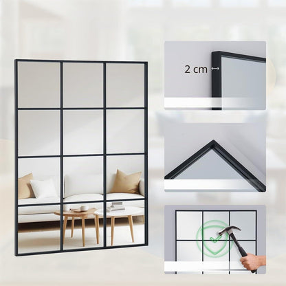 Rechteckiger Wandspiegel Schwarz 60x90 cm – Moderner Rahmen