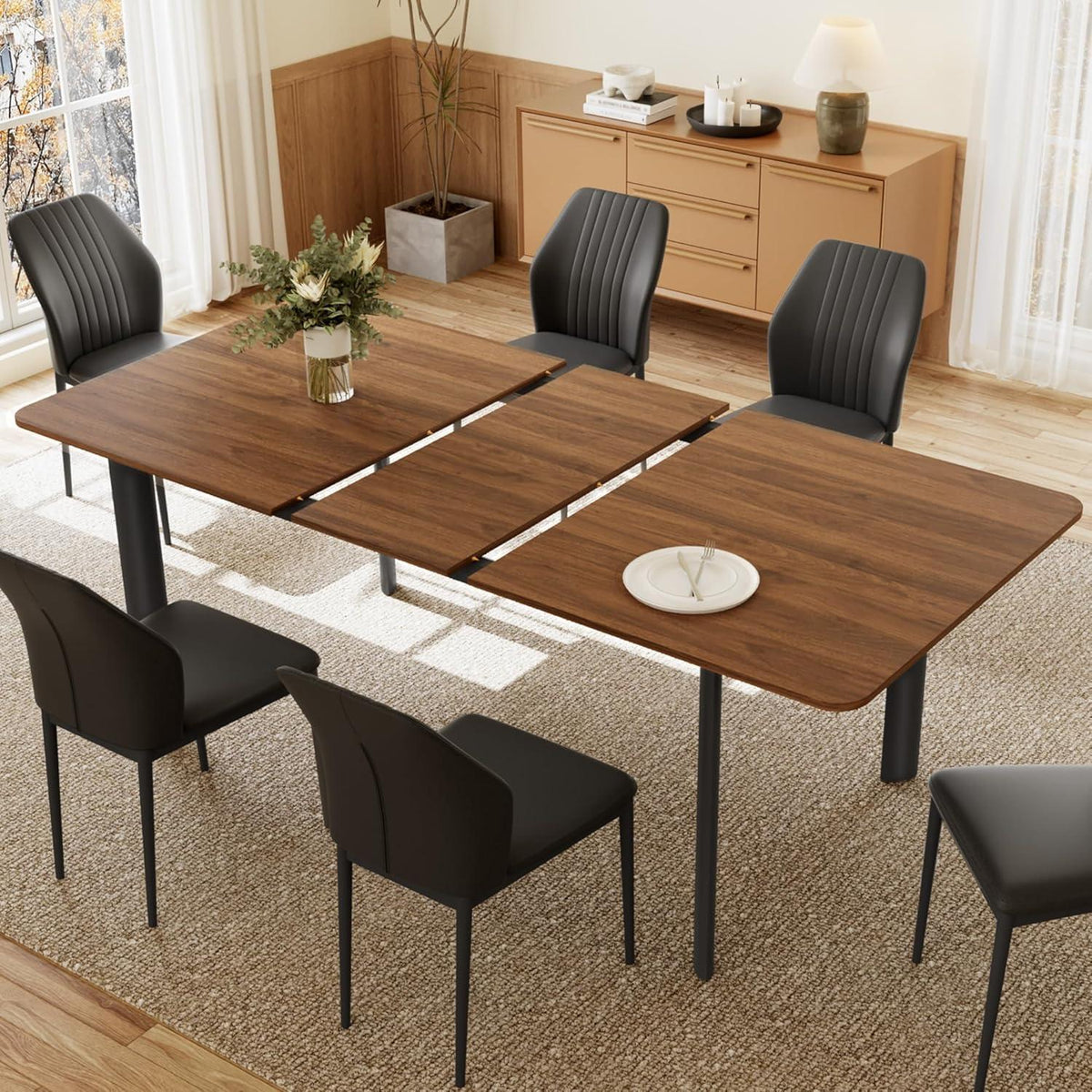 Ausziehbarer Esstisch mit 6 Stühlen – Modernes Esszimmer-Set