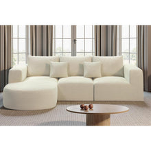 Ecksofa mit Schlaffunktion, rahmenlos, Cordstoff, Beige