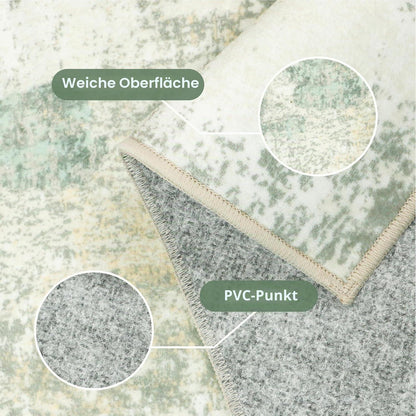 Moderner Wohnzimmerteppich Grün 200x290 cm – Waschbar & Rutschfest