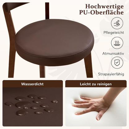 Esszimmerstühle 6er Set, Massivholz Braun in Lederoptik