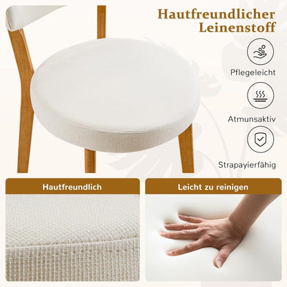 Esszimmerstühle 4er Set mit Leinenbezug & Massivholzbeinen