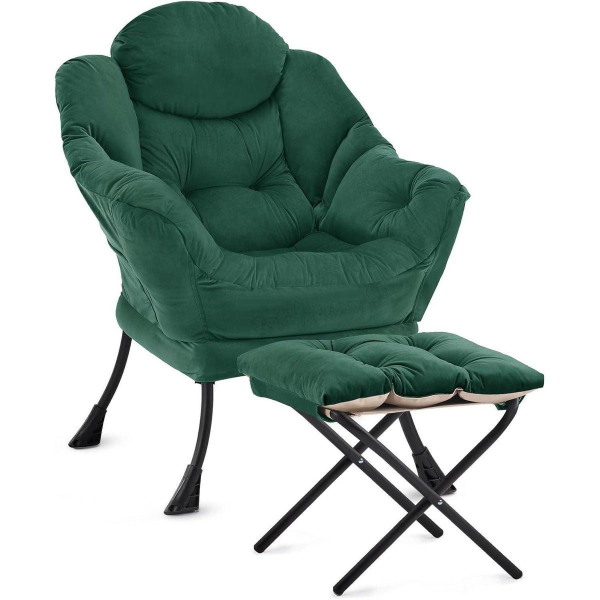 Lazy Chair mit Ottomane – Bequemer Ohrensessel Grün