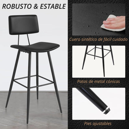 Barhocker Set 3er – Höhenverstellbar, Schwarz mit Fußstütze
