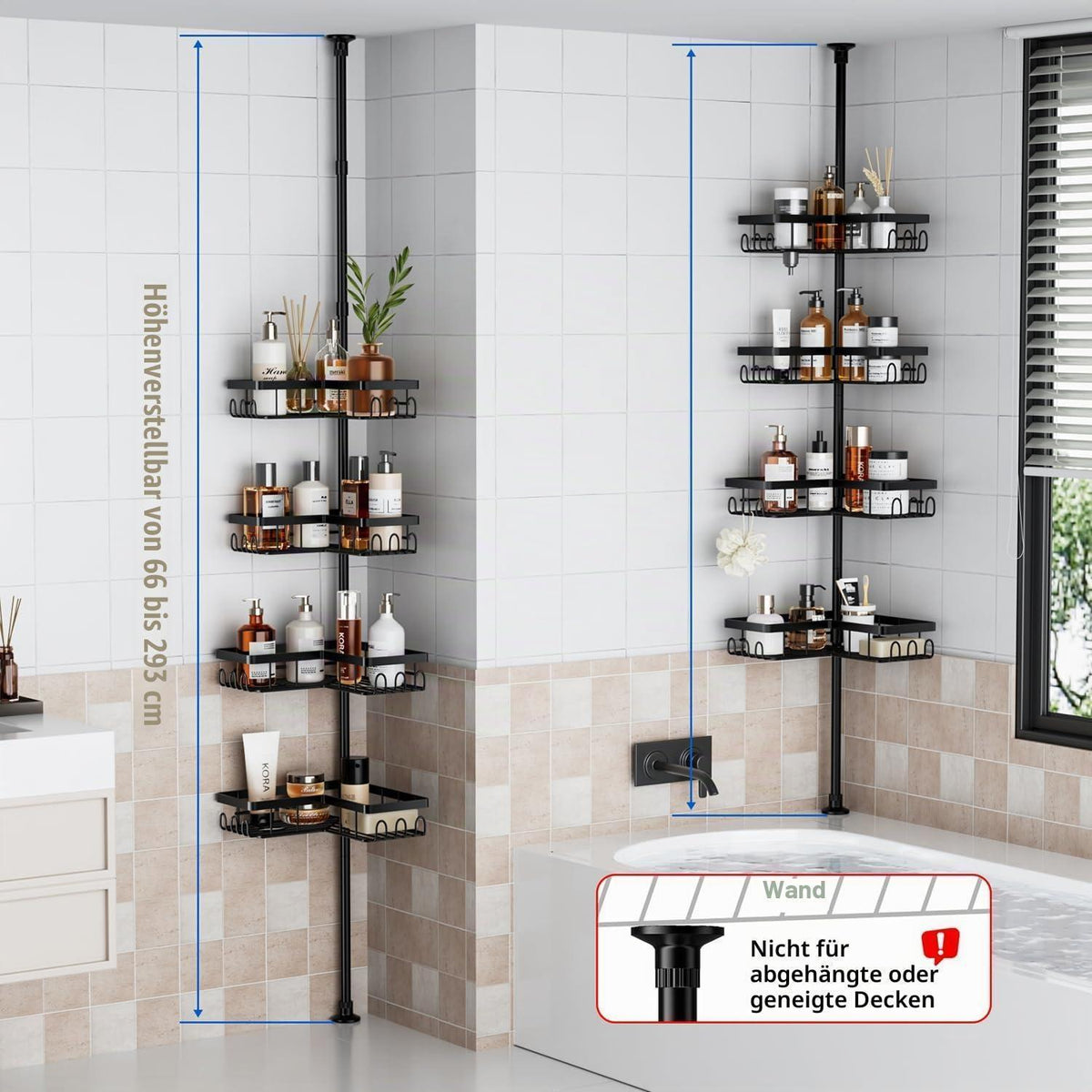 Teleskop Duschregal ohne Bohren – Badablage für die Dusche