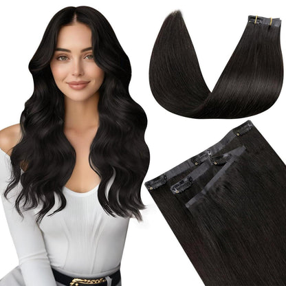 Echthaar Clip-in Extensions Schwarz – Natürliche Haarverlängerung